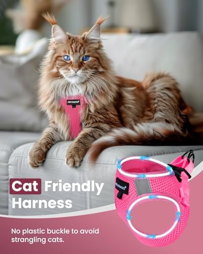 FAYOGOO Pink Solid Cat Harness and Leash Set, Escape Proof, Adjustable - Image 3