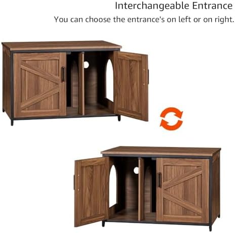 unipaws Top Opening Cat Litter Box Enclosure Furniture, Flip Top Design - Image 6