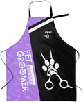 Custom Dog Grooming Apron, Personalized Logo Pet Groomer Apron Smocks by Cowcute
