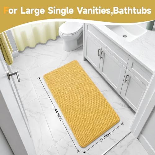 Ophanie Yellow Bathroom Rugs 44x24, Soft Chenille Bath Mat, Non Slip Absorbent - Image 2
