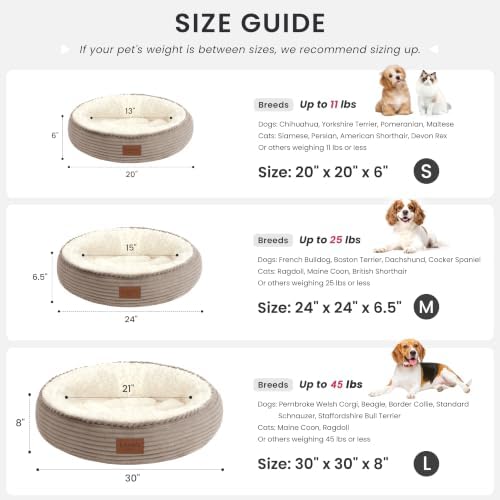 Love's cabin Round Donut Cat and Dog Cushion Bed, 20in Pet Bed - Image 4