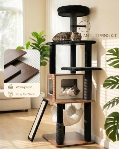 61" Modern Cat Tree, Tall Cat Tower - Image 5
