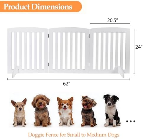 Freestanding Pet Dog Gate 24 Inch Foldable Dog Fence Indoor 3 Panel Extra Wide - Image 6
