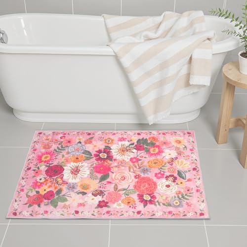 24x17 Inch Door Mat Indoor Entrance, Floral Area Rug Non Slip Pink - Image 5