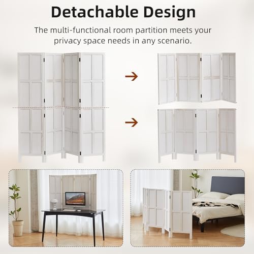 4 Panel Room Divider, 2-in-1 Detachable Privacy Screen - Image 2