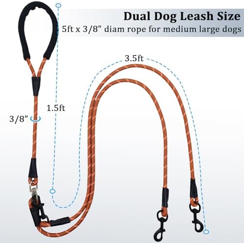 WYuZe 5ft Double Dog Leash Detachable Rope 2 Dog Leash - Image 5