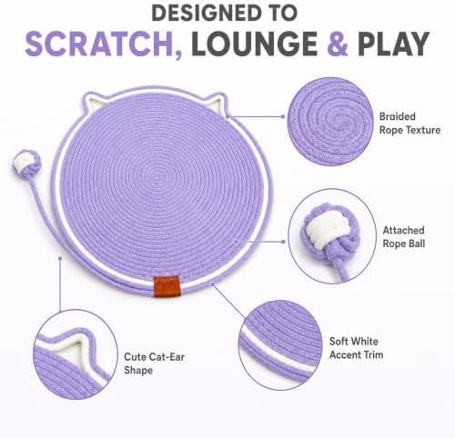 19 Inch Round Cat Scratch Mat, 2-in-1 Floor Scratcher & Lounge Pad - Image 3