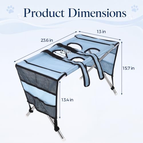 Dog Grooming Hammock, Foldable Pet Table w/ Stainless Steel Stand & Mesh - Image 4