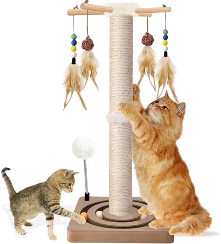 Tall Cat Scratching Post, 33 Inch Sisal Scratcher by Awarmhome