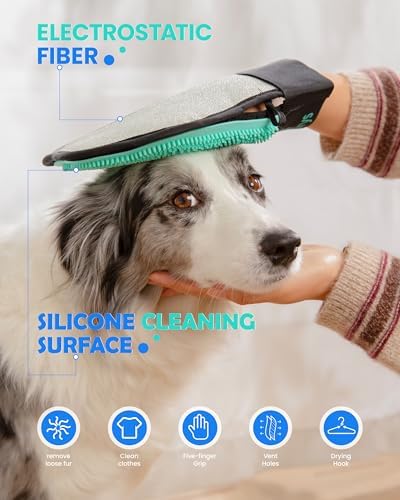 Pet Hair Removal Glove for Dogs & Cats, Double-Sided Grooming Glove - Image 3