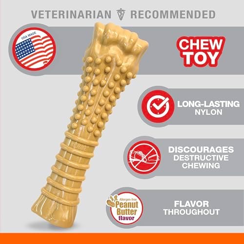 Nylabone Power Chew Textured Bone Dog Toy, Peanut Butter Flavor - Image 3