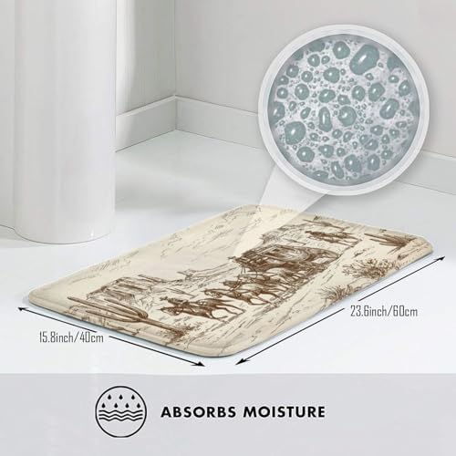 Western Desert Cowboy Bath Mat 24x16 Inch Non-Slip Soft Microfiber Bathroom - Image 5