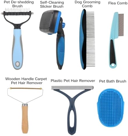 7‑in‑1 Pet Deshedding Tool, Dog Grooming Brush Set, Dog Brush Combo - Image 2