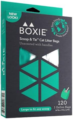 Boxie Sustainable Scoop & Tie Pet Waste Bags, Leak-Proof, Easy-to-Tie Handles by Boxiecat