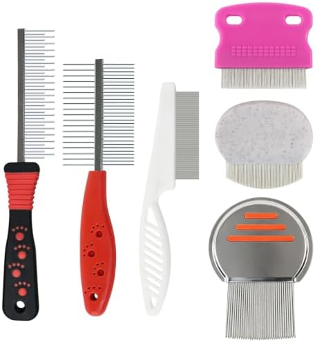 6 Pack Stainless Steel Flea Combs, Pet Grooming Set by Unknown