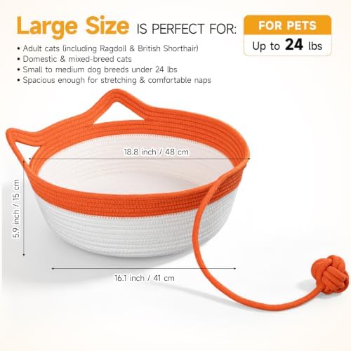 Cotton Rope Woven Cat Bed, Instinct Pet Basket - Image 3