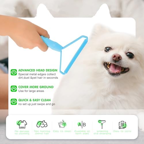 Honeydak 3 Pcs Hair Remover Tool, Dog Cat Hair Remover, Light Blue - Image 3