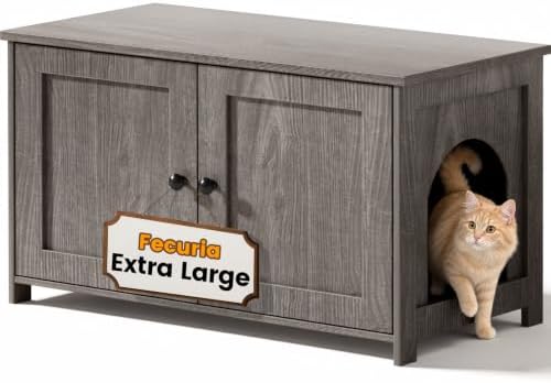 Extra Large Cat Litter Box Enclosure Furniture Dog Proof, Hidden Kitty Washroom by Fecuria