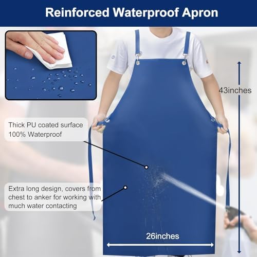 SHEOMERN 2 Pack Heavy Duty Vinyl Industrial Anti-Tear Apron, Chemical Resistant - Image 2