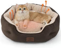 Bedsure Self Warming Cat Bed, Round Washable Small Dog Bed, 20In Brown by BEDSURE