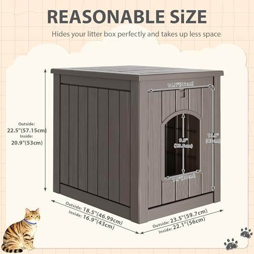 Cat Litter Box Enclosure, Plastic Outdoor Cat House Weatherproof - Image 2