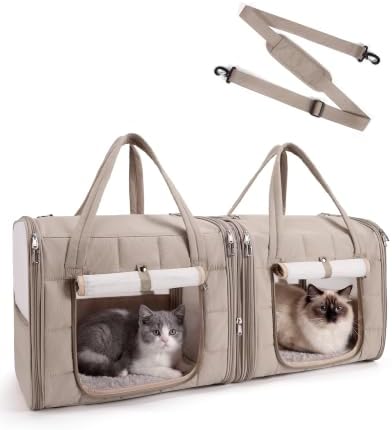 BAGSMART Double Cat Carrier for 2 Cats, Large Soft Pet Carriers for Travel by BAGSMART