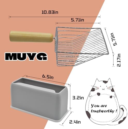 Metal Cat Litter Scooper with Holder, Stainless Steel Litter Scooper with - Image 4