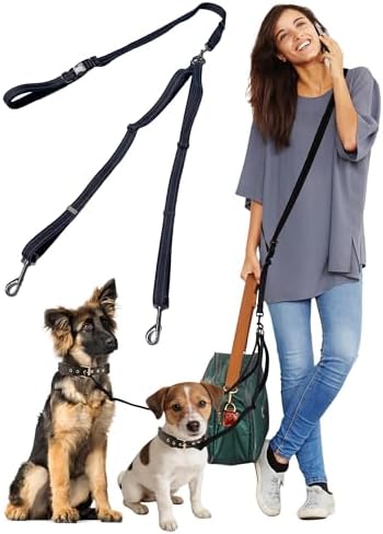 3-in-1 Double Dog Leash, Hands-Free Convertible Leash by WANFIRE