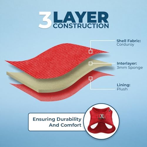 Voyager Step-in Plush Dog Vest Harness -Red Corduroy - Image 4