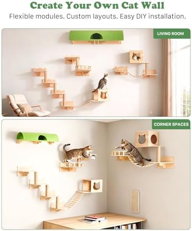 18 in 1 Solid Wood Cat Wall Shelves - Image 2