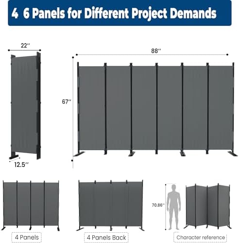 Room Divider, 4 Panel Upgraded 88” Folding Screen Highly Secretive - Image 5