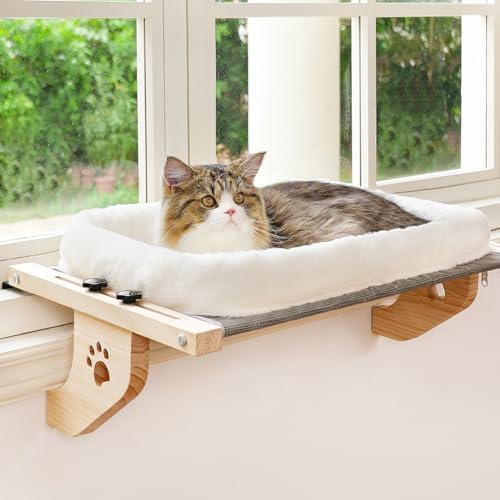 AMOSIJOY Wooden Cat Windowsill Perch by AMOSIJOY