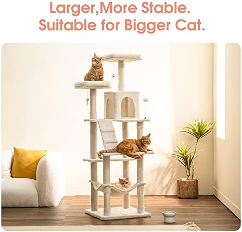 MWPO 70.1-Inch Large Cat Tree, Plush Cat Condo - Image 2
