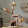 MUTTROS 59" Modern Cat Tree for Large Cats, 3 Wicker Baskets & Condo by MUTTROS