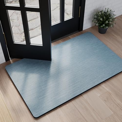 Mecko Bath Mat 24"x36", Ultra Thin Bathroom Rug fit Under Door Light Blue by Mecko