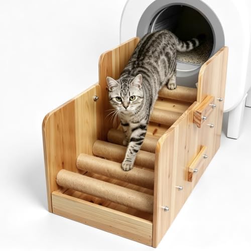 Wooden Automatic Litter Box Steps/Ramp by MOOGROUPETSFRIEND