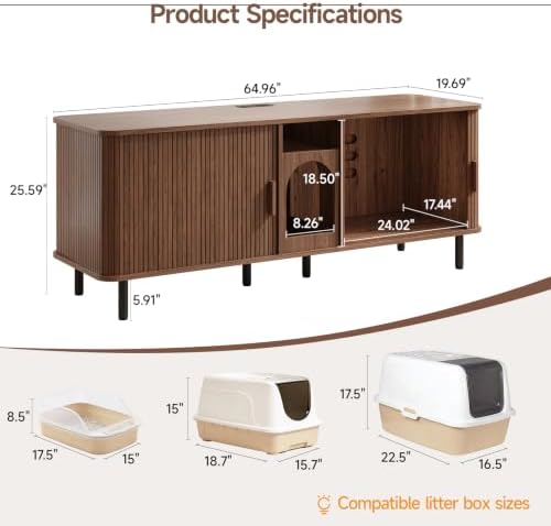 ONBRILL 65 Inches Cat Litter Box Enclosure - Image 2