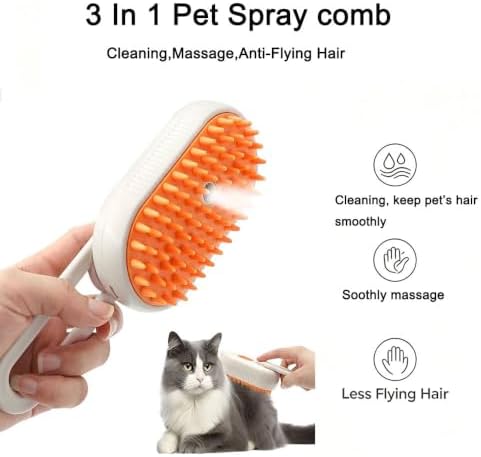 3 in 1 Pet Grooming Comb, Cat Steam Brush, Silicone Hair Shedding Steam Comb - Image 2
