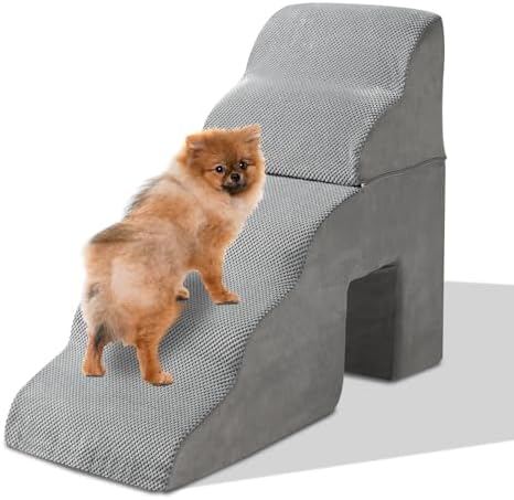 5-Step Pet Stairs for Dog, Curved Dog Stairs Ramp for High Beds 29.1" H by Guangshuohui