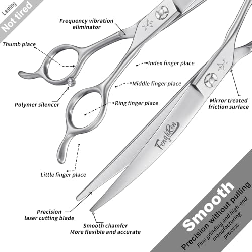 High-end Professional Dog Grooming Curved Scissors Pet Curved Shears 7 Inches - Image 3