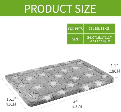 EMPSIGN Dog Crate Pad for 24"x18" Dog Crate, Star Pattern/Grey - Image 2