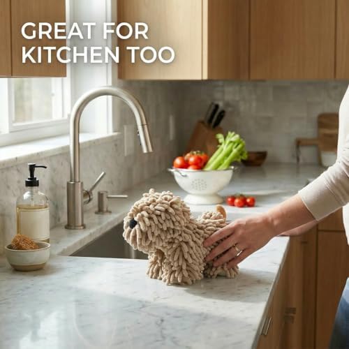 2Pcs Chenille Dog Hand Towel Fuzzy Ball Dog Towel Animal Hand Towels - Image 4