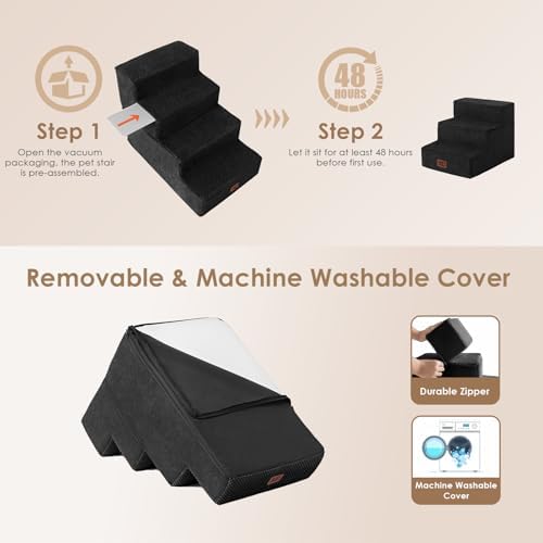 EHEYCIGA Dog Stairs for Small Dogs 13.5" H, 3-Step Dog Steps for Cats - Image 5