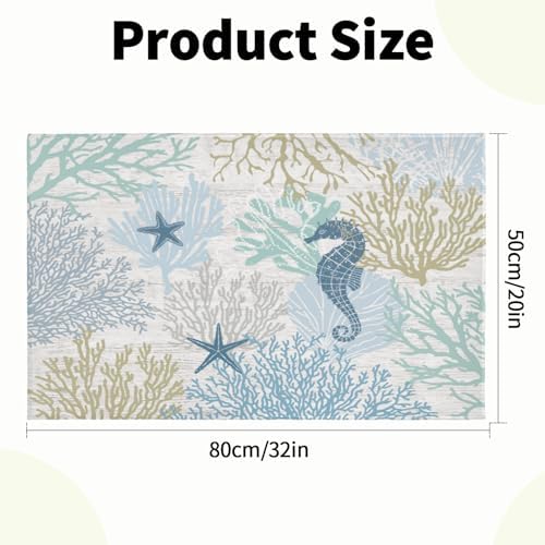 Giwawa Summer Coral Bath Rug Coastal Starfish Bathtub Mat Extra Soft Washable - Image 3