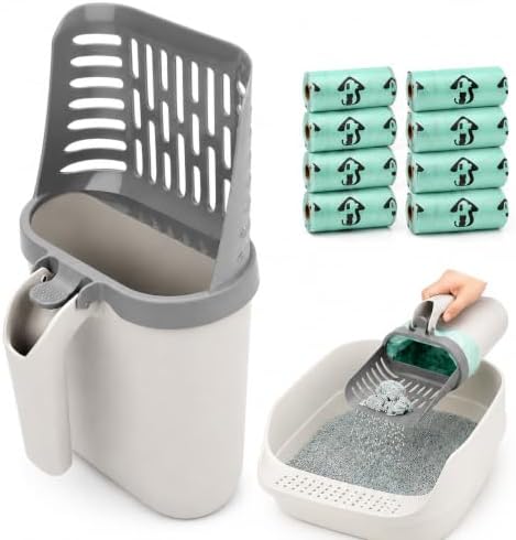 Cat Litter Scooper with Holder, Built-in Bin & 120 Bags, Easy Clean Scoop by Unknown