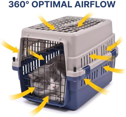 Hard-Sided Pet Carrier for Cats and Small Dogs, Portable Plastic Crate for Vet - Image 4