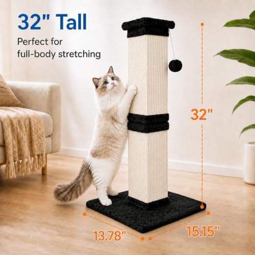 Vertical Cat Scratching Post for Indoor Cats, Sisal Scratch Tower - Image 2