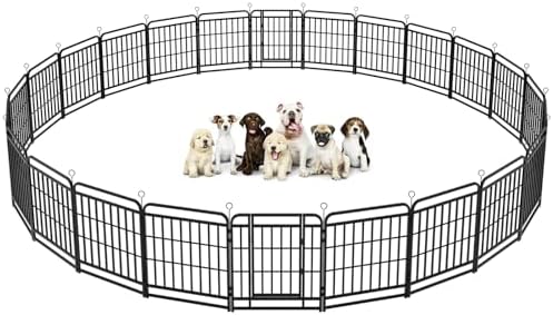Kfvigoho Heavy Duty Dog Fence Outdoor 24 Steel Panels 32" Height by Committedtobetterpetlife