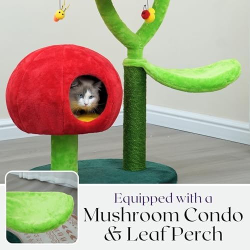 Catry Flower Cat Tree with Hideaway Condo, 3 Perches and Scratching Posts - Image 5