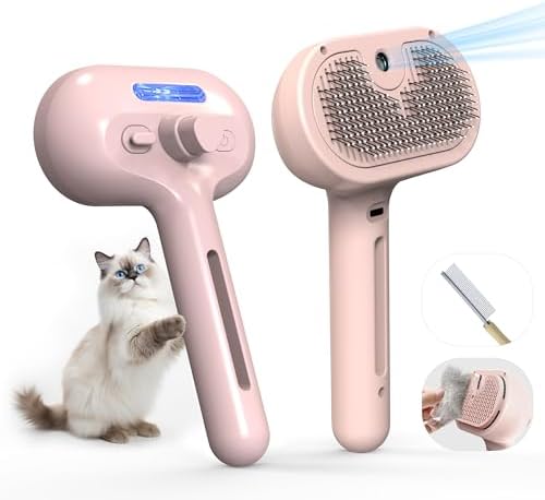 Pet Grooming Brush with Electronic Mist Spray by Eilimy